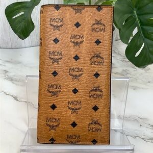 MCM Tan Leather Long Wallet with Black Logo